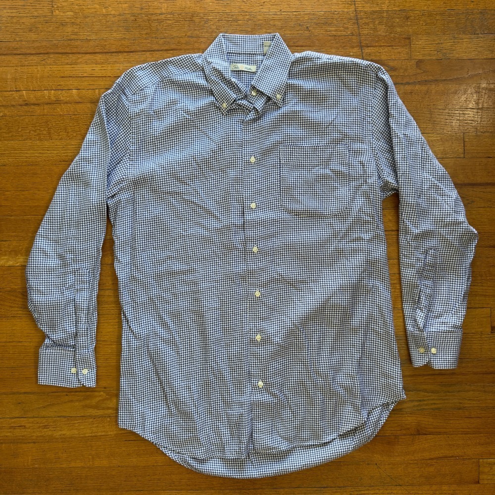 Peter Millar Houndstooth Button Down Long Sleeve Shirt Classic Fit Medium‎